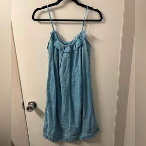 120% Lino Blue Mini Linen Dress